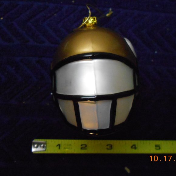 Georgia Tech Glass Football Helmet Christmas Tree Ornament mouth blown - Picture 2 of 7